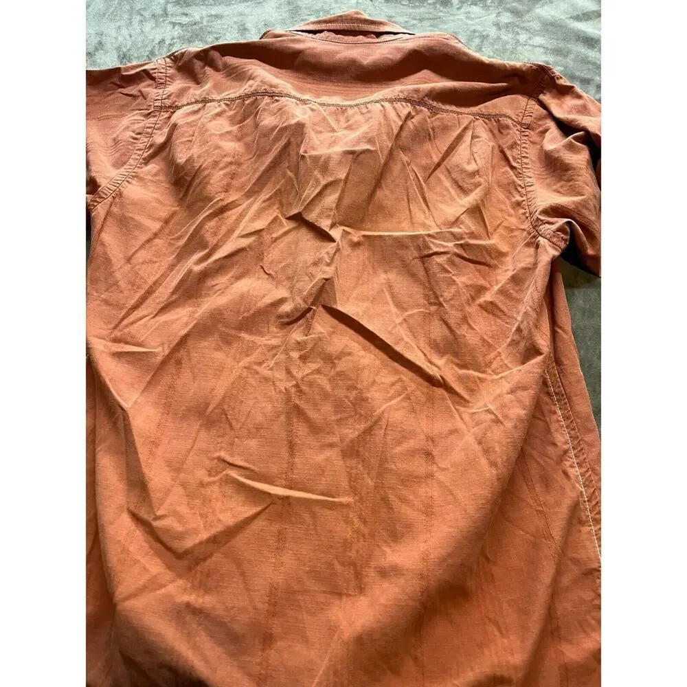 Tommy Bahama Orange‎ Hawaiian Floral Shirt Short Sleeve Button Down Mens L Silk